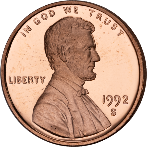 1992 S Proof Lincoln Memorial Cent