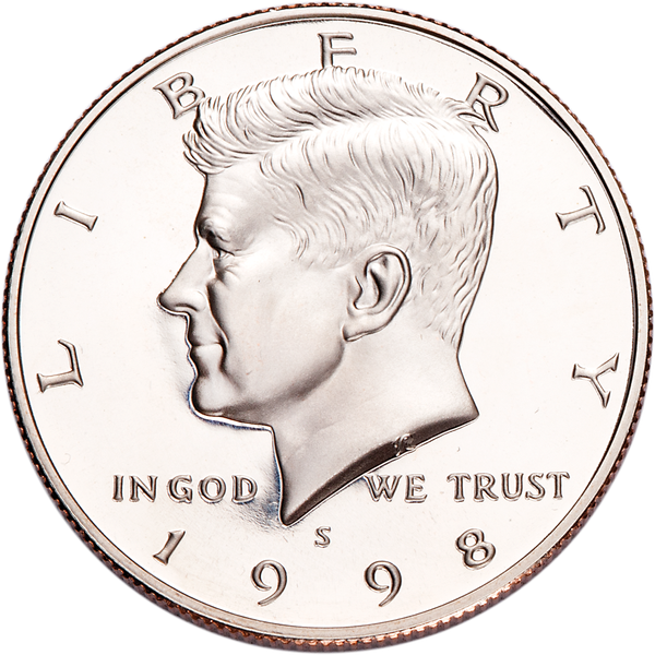 1998 S Silver Proof Kennedy Half Dollar - From Proof Sets - 90% Silver