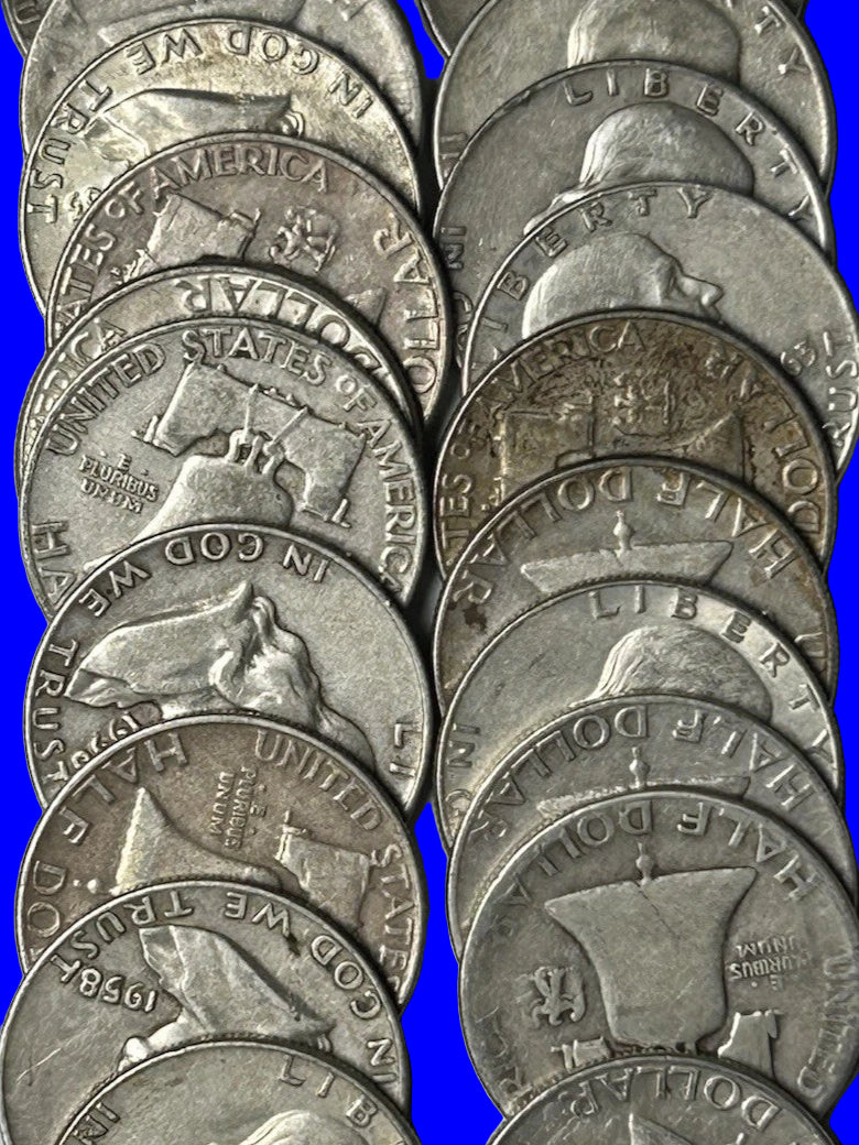 $100 Face Value Bag 90% Silver Franklin Half Dollars Full Dates