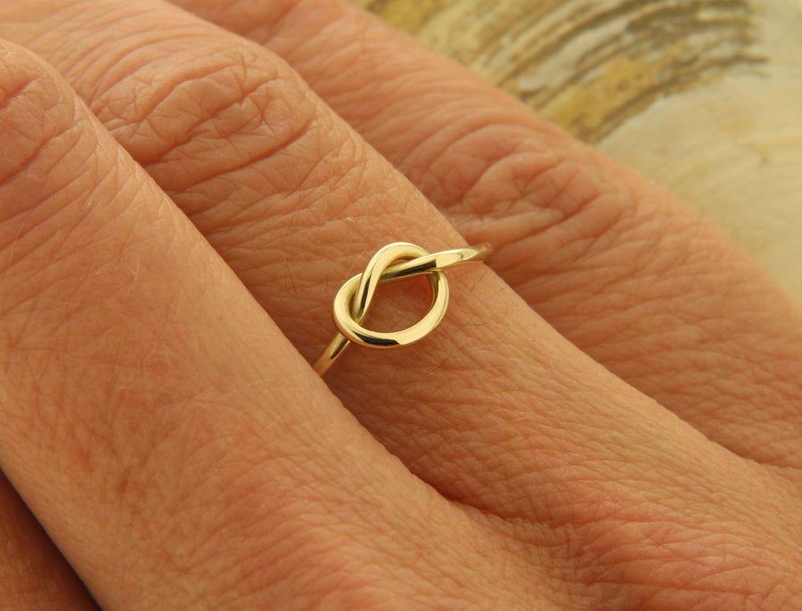 Solid 14k Yellow Gold Love Knot Minimalist Ring, Made to Order