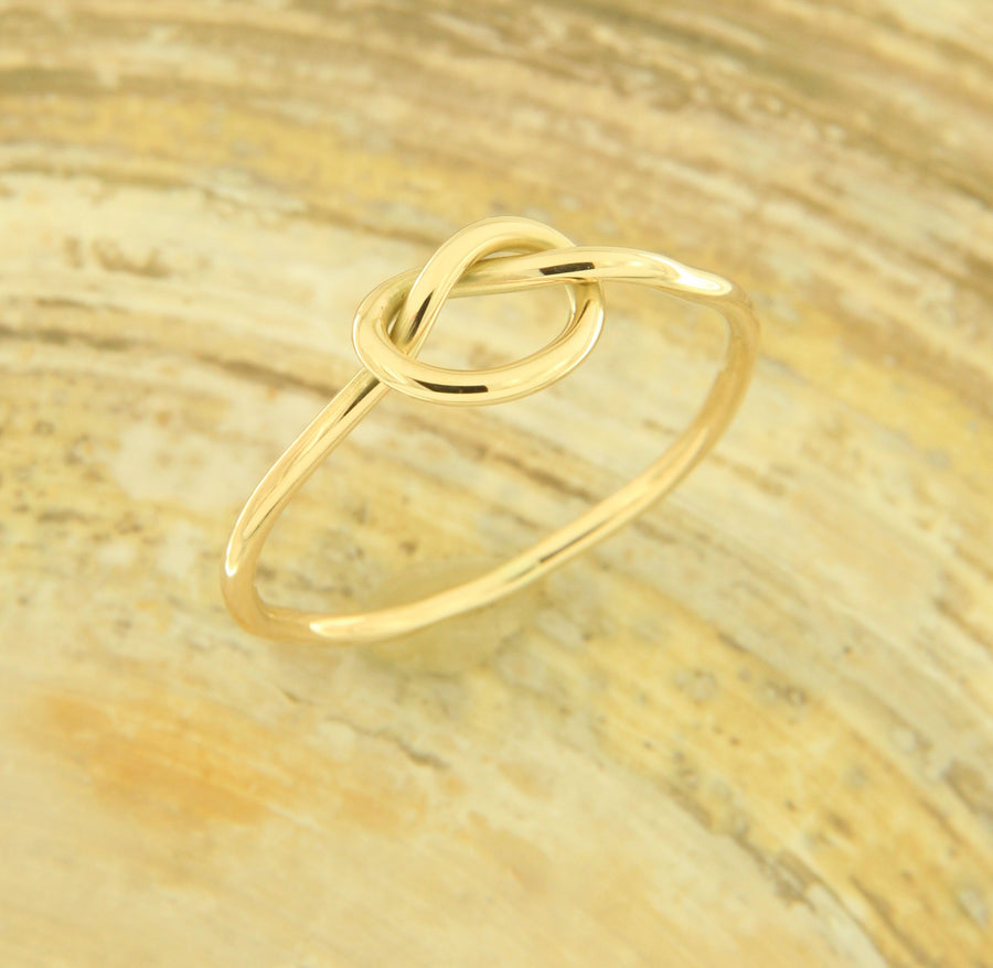 Solid 14k Yellow Gold Love Knot Minimalist Ring, Made to Order