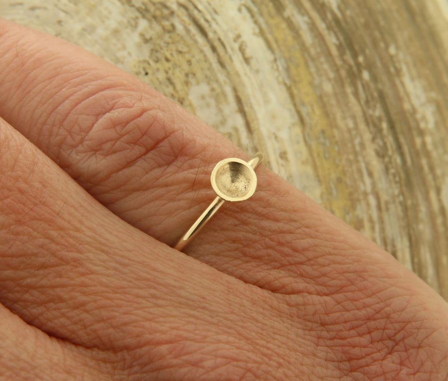 Solid 14k Gold Indention Minimalist Ring Made to Order