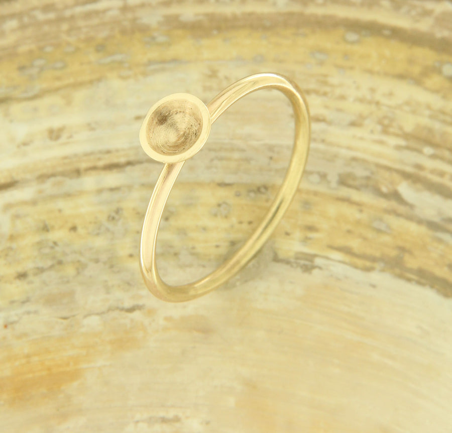 Solid 14k Gold Indention Minimalist Ring Made to Order