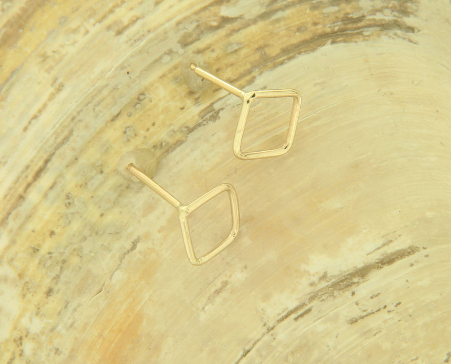 Solid 14k Gold Square Minimalist Earrings