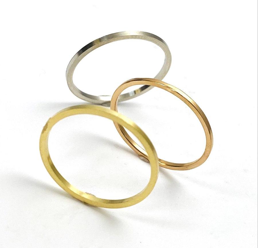 18k 1mm Gold Minimalist Flat Stacking Band