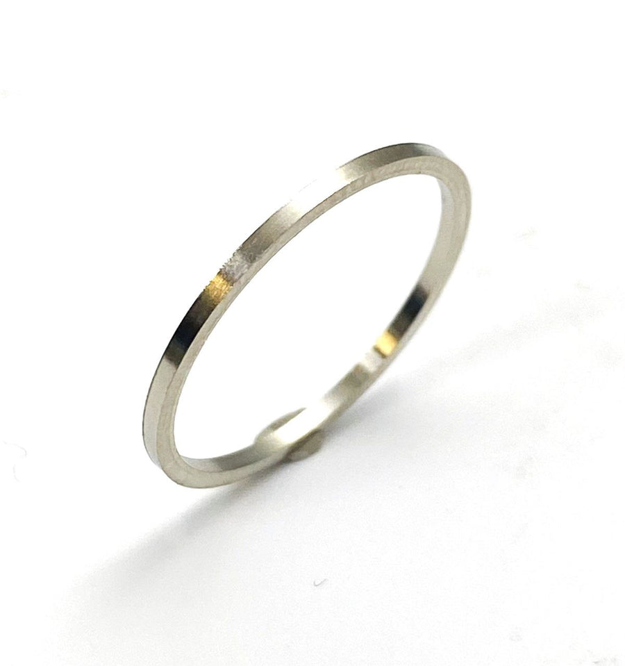 18k 1mm Gold Minimalist Flat Stacking Band