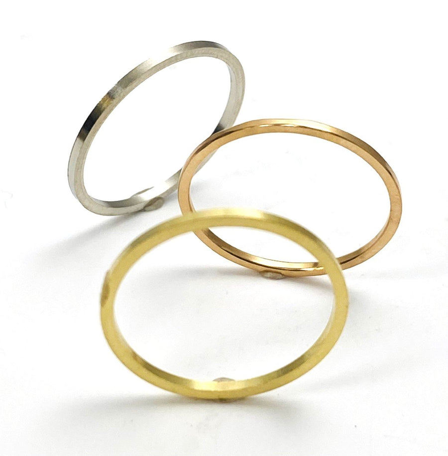 18k 1mm Gold Minimalist Flat Stacking Band