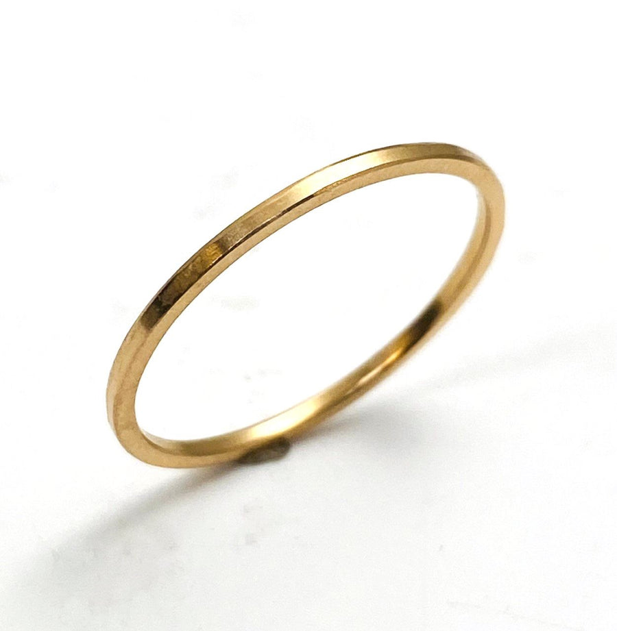 18k 1mm Gold Minimalist Flat Stacking Band