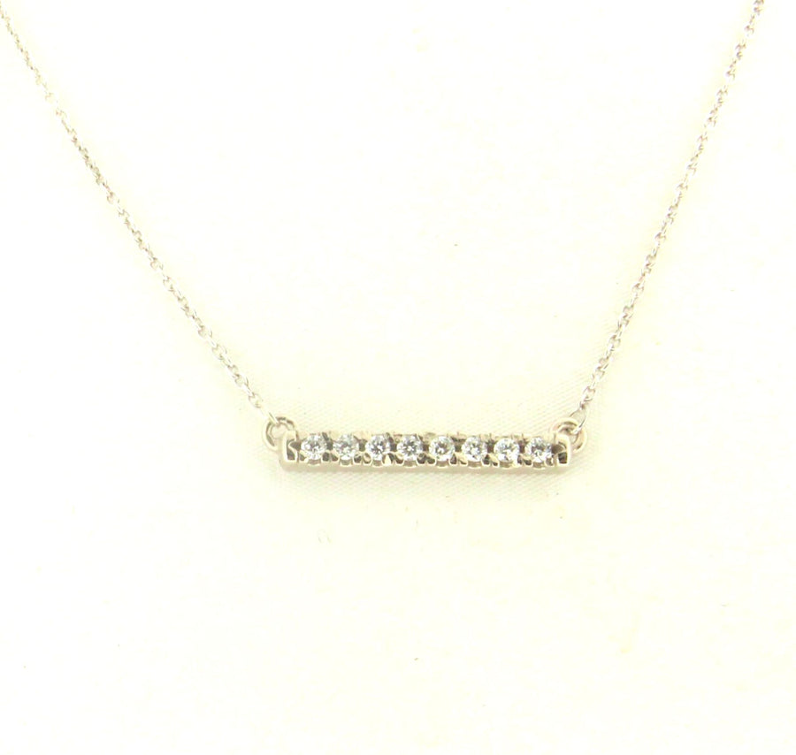 Solid 14kt Gold or Platinum .12ctw Bar Diamond Necklace