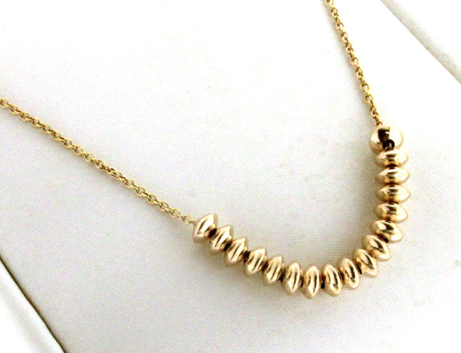 Solid 14kt Gold Saucer Bead Minimalist Necklace