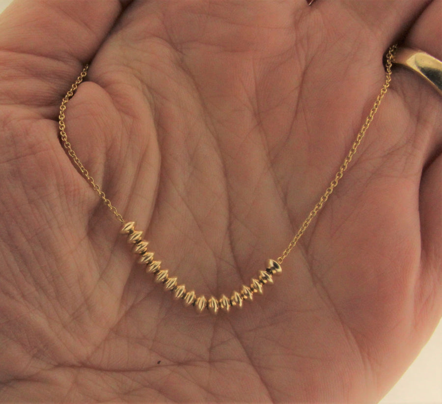 Solid 14kt Gold Saucer Bead Minimalist Necklace