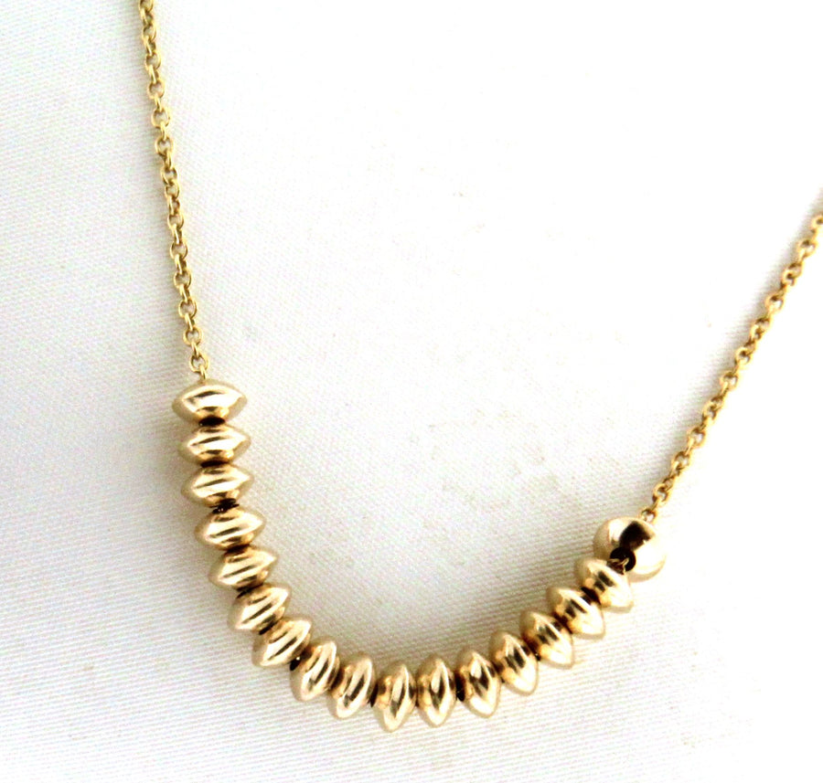 Solid 14kt Gold Saucer Bead Minimalist Necklace