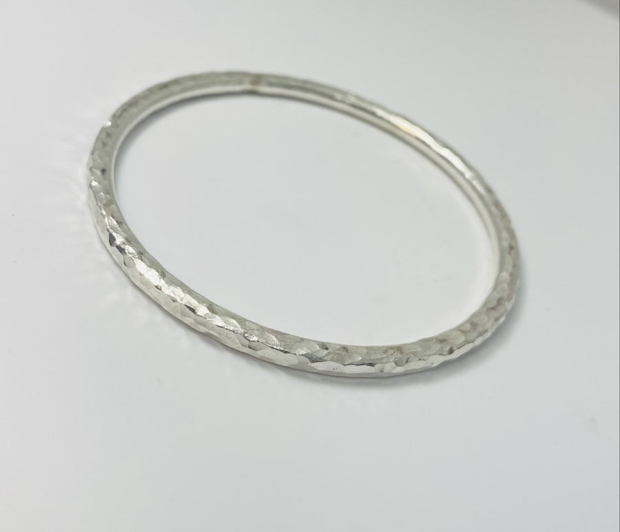 One Chunky Statement Sterling Hammered Handmade Bracelet