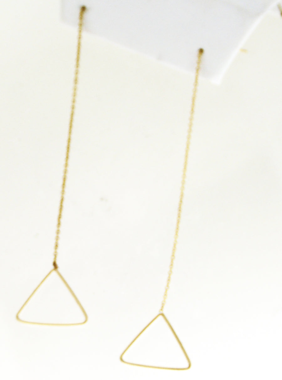 Solid 14k Yellow Gold Adjustable Triangle Threader Earrings