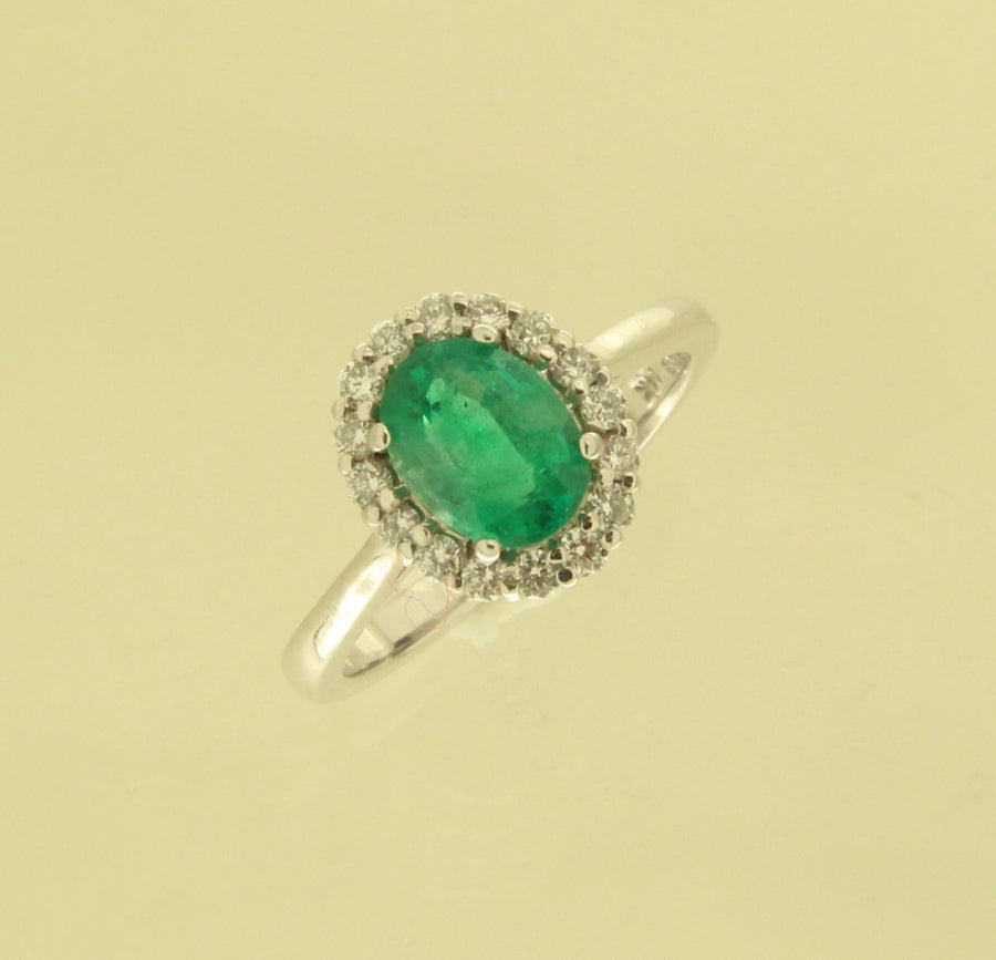 14kt White Gold 1.50ct Oval Emerald & .50ctw Diamond Vintage Ring