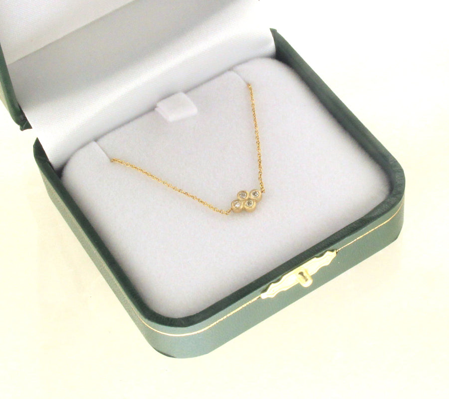 Solid 14kt Gold Bezel Set .16ctw Diamond Necklace