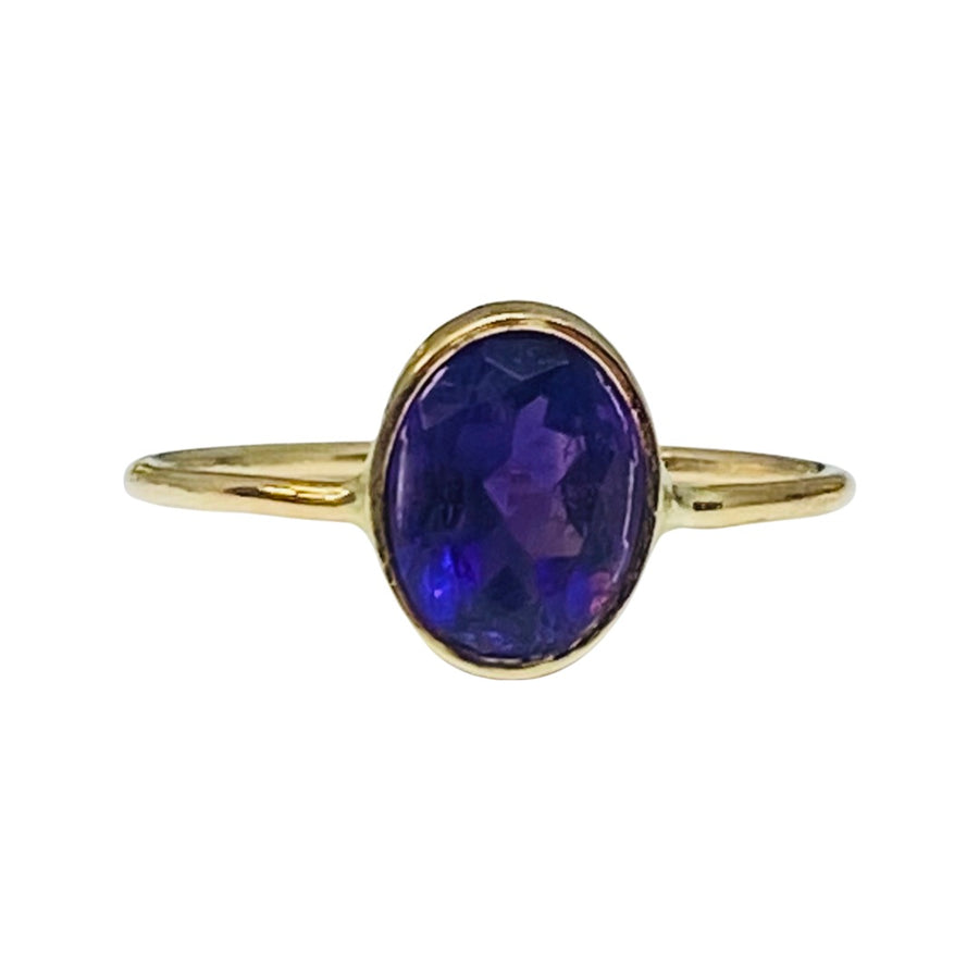 Solid 14k Gold 1.25cts Natural Amethyst Oval Minimalist Ring