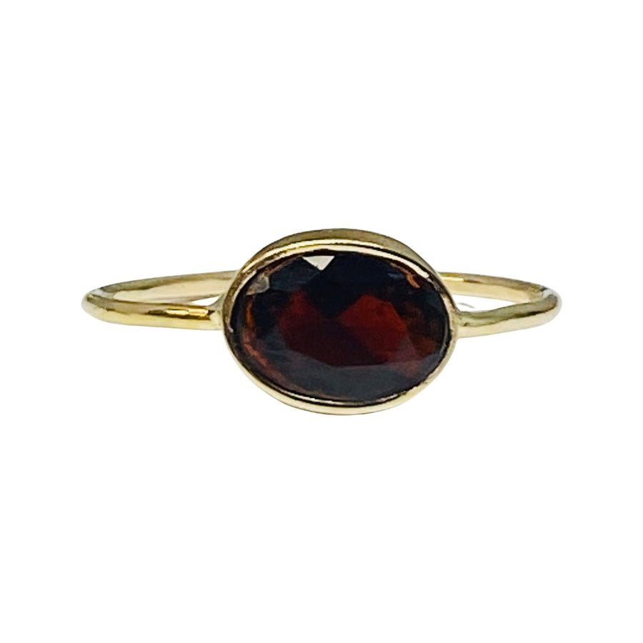 Solid 14k Gold 1.25cts Natural Garnet Oval Minimalist Ring