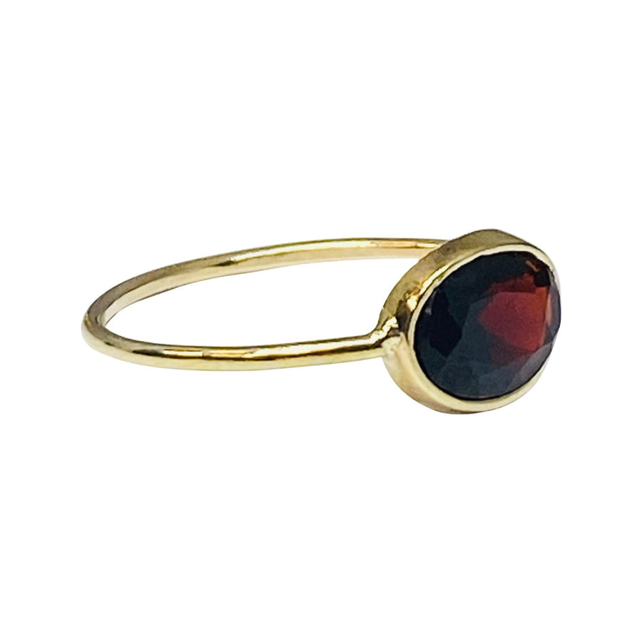 Solid 14k Gold 1.25cts Natural Garnet Oval Minimalist Ring