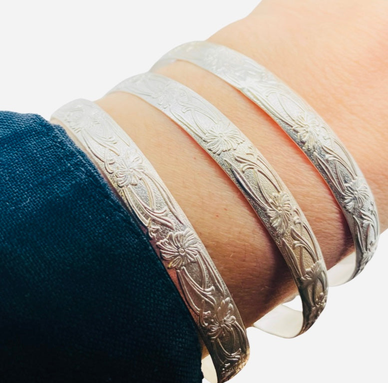 Set of (3) Art Deco Patterned Handmade Bracelets