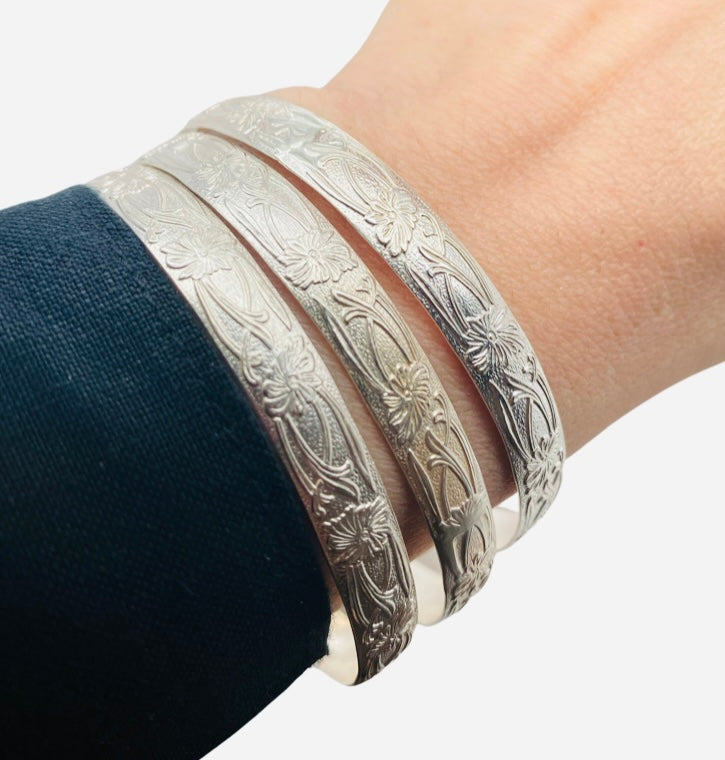 Set of (3) Art Deco Patterned Handmade Bracelets