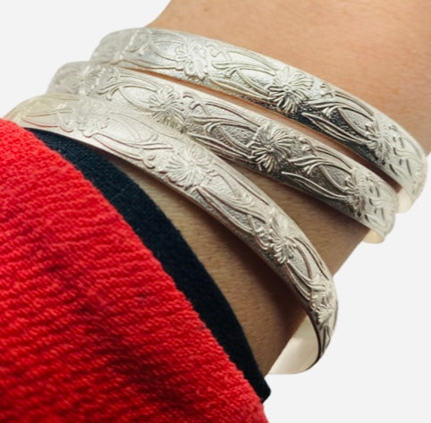 Set of (3) Art Deco Patterned Handmade Bracelets