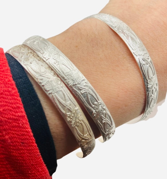 Set of (3) Art Deco Patterned Handmade Bracelets