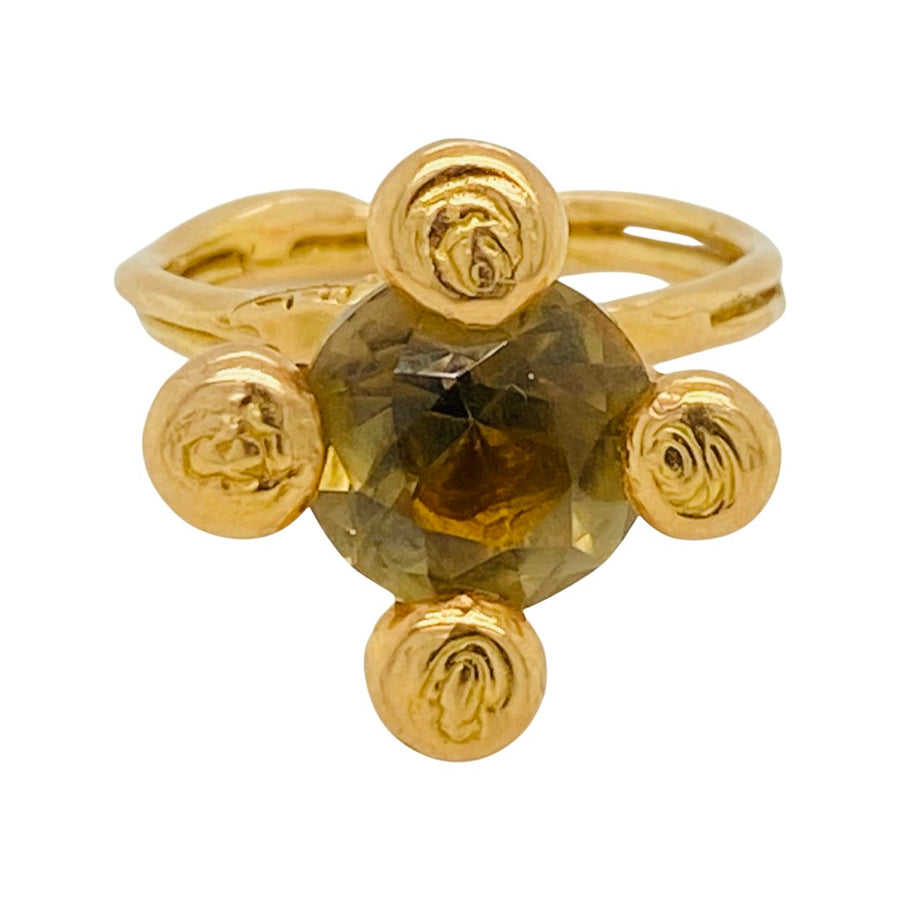 18k Yellow 2ct Smoky Topaz Handmade Ring