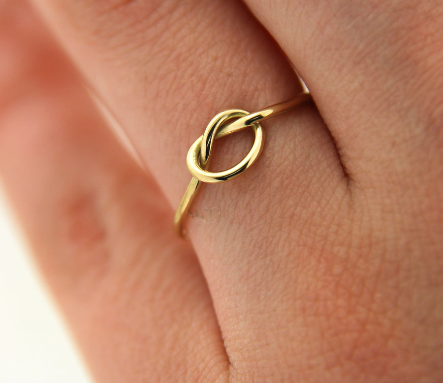 Solid 14k Yellow Gold Love Knot Minimalist Ring, Made to Order