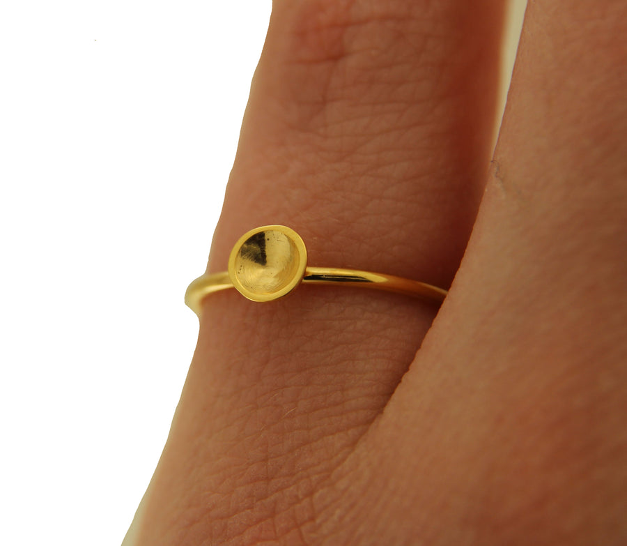 Solid 14k Gold Indention Minimalist Ring Made to Order