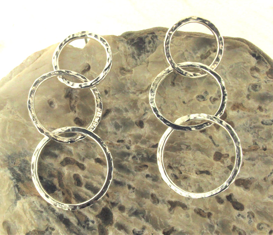 Solid Sterling Silver Hammered Dangle Earrings