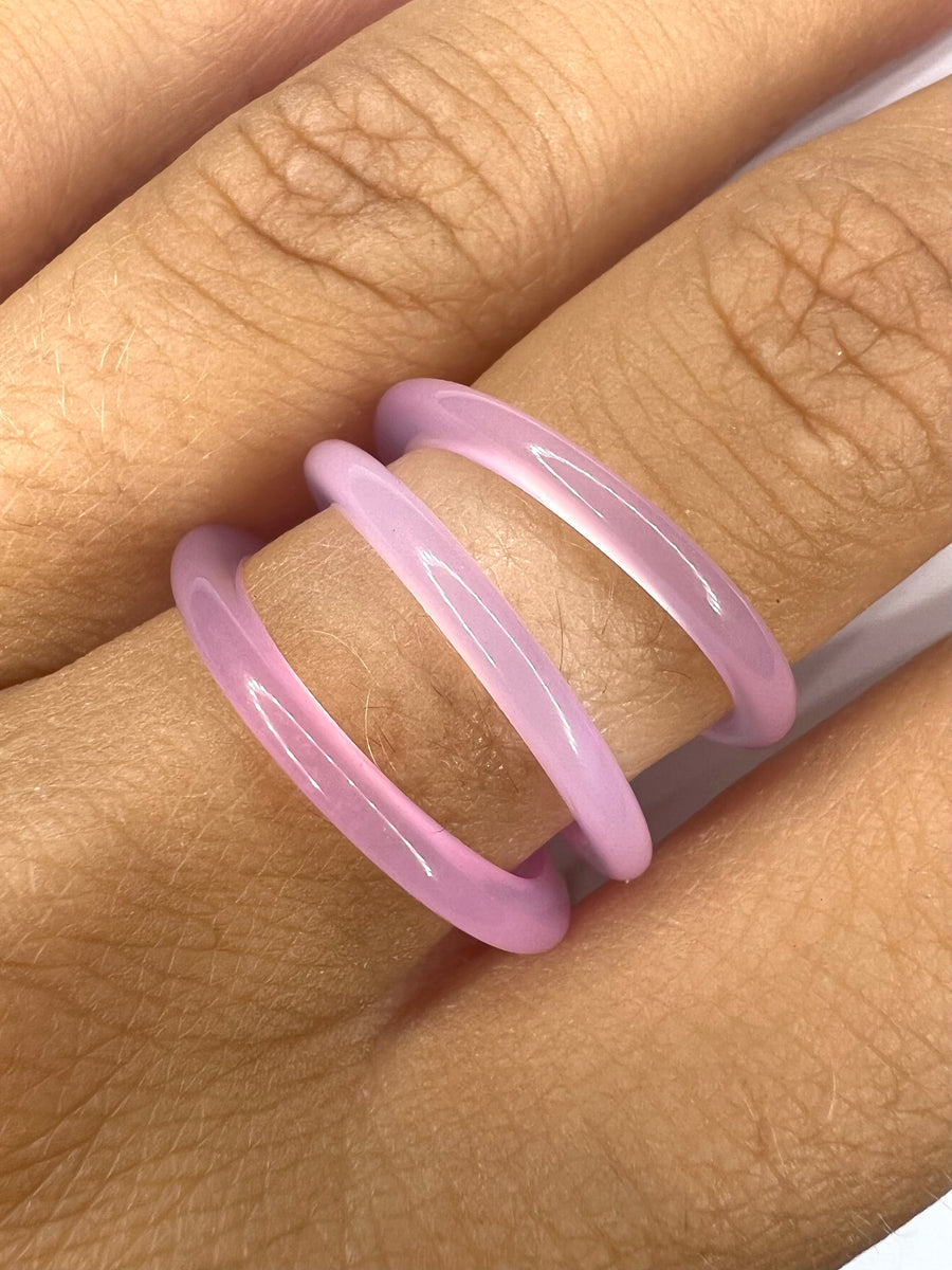 3mm wide Pink Agate Stone Ring / Minimalist Band / Natural Stone Ring / Unisex Band