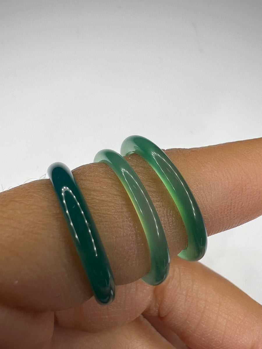 Green 3 mm Band / Simple Green Stone Ring / Minimalist Band / Natural Stone Ring / Unisex Band