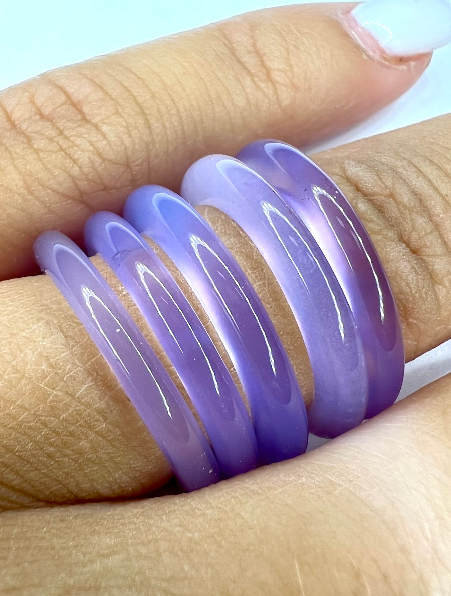 3mm wide Purple Agate Stone Ring / Minimalist Band / Natural Stone Ring / Unisex Band