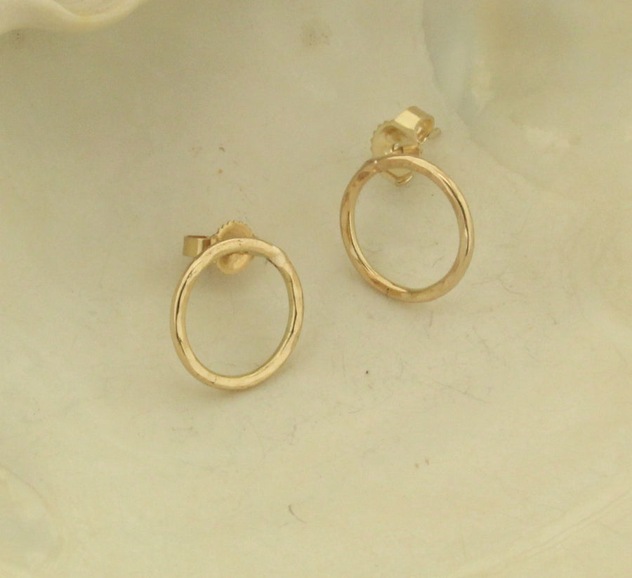 Solid 14k Gold Round Minimalist Earrings