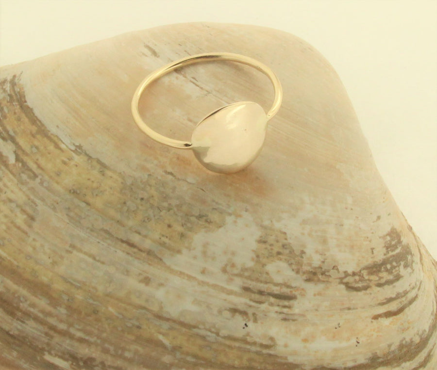 Solid 14kt Rounded Engravable Disc Ring