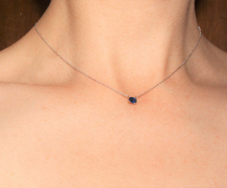 Solid 14kt Gold .75ct Natural Sapphire Necklace