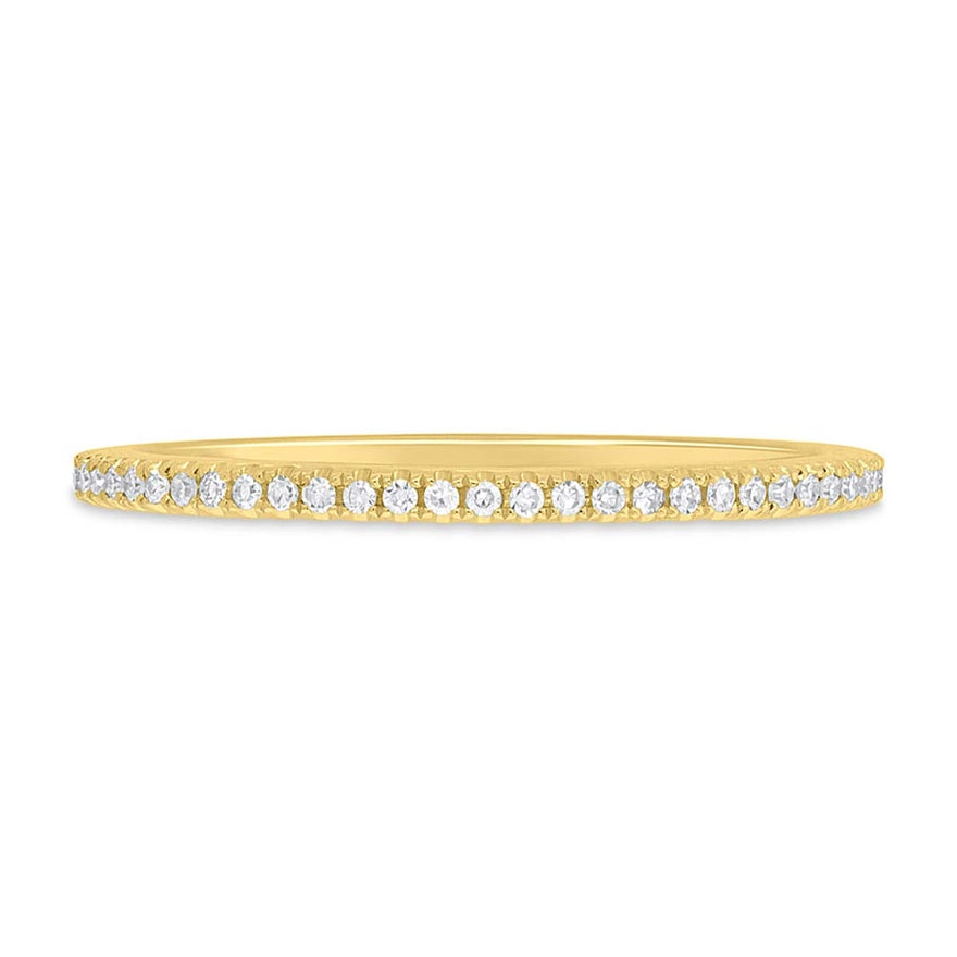 Solid 14kt Yellow Gold 1.5mm Handmade Diamond Eternity Band