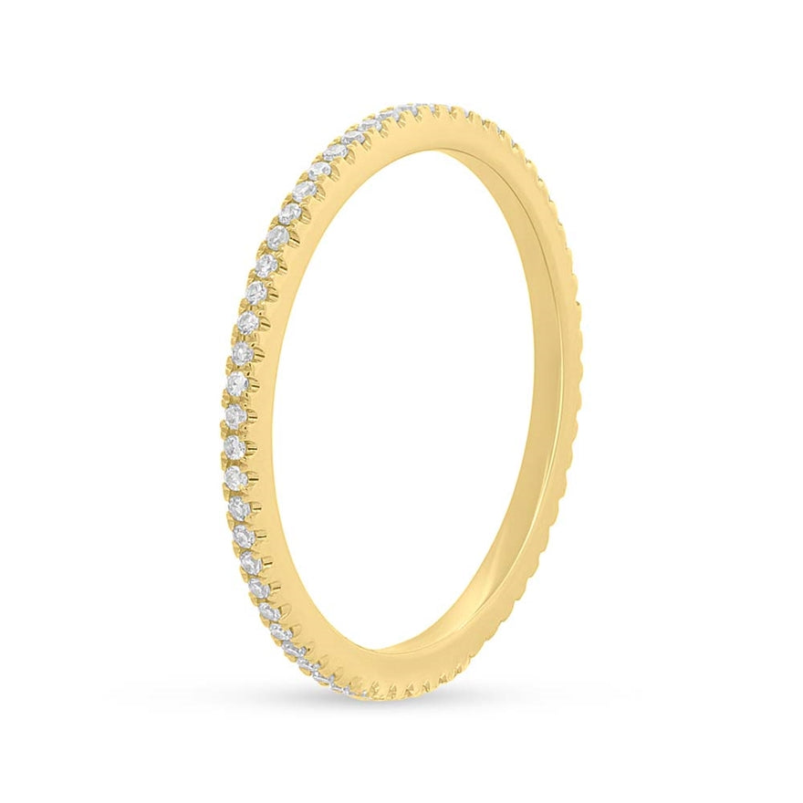 Solid 14kt Yellow Gold 1.5mm Handmade Diamond Eternity Band