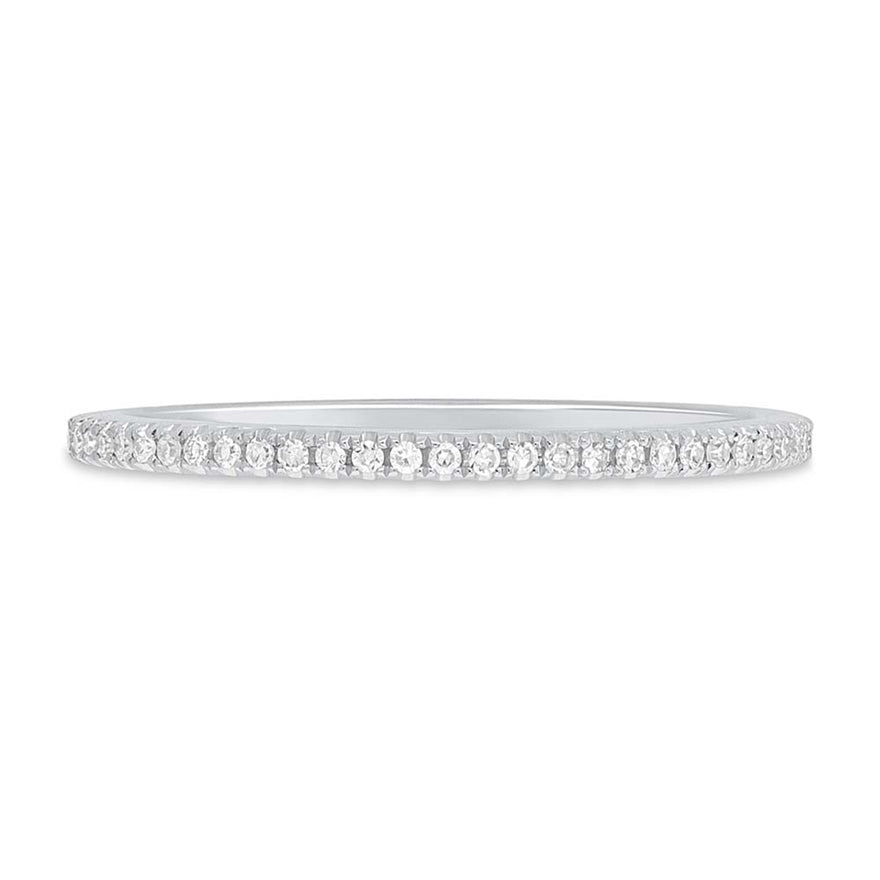 Solid 14kt White Gold 1.5mm Handmade Diamond Eternity Band