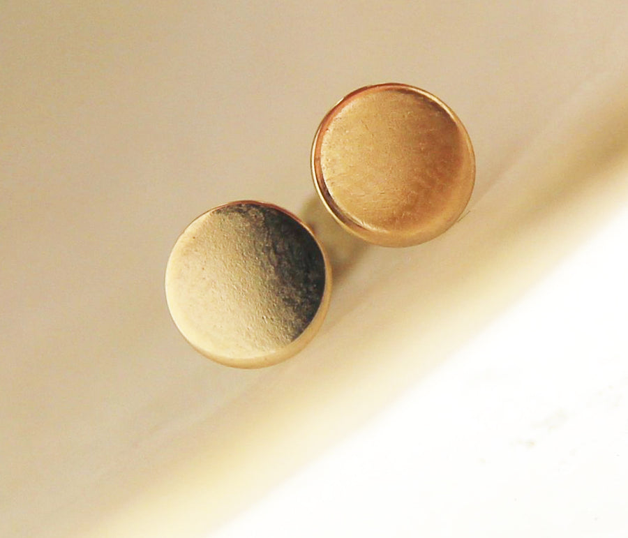 Solid 14k Yellow Gold Flat Disc Earrings