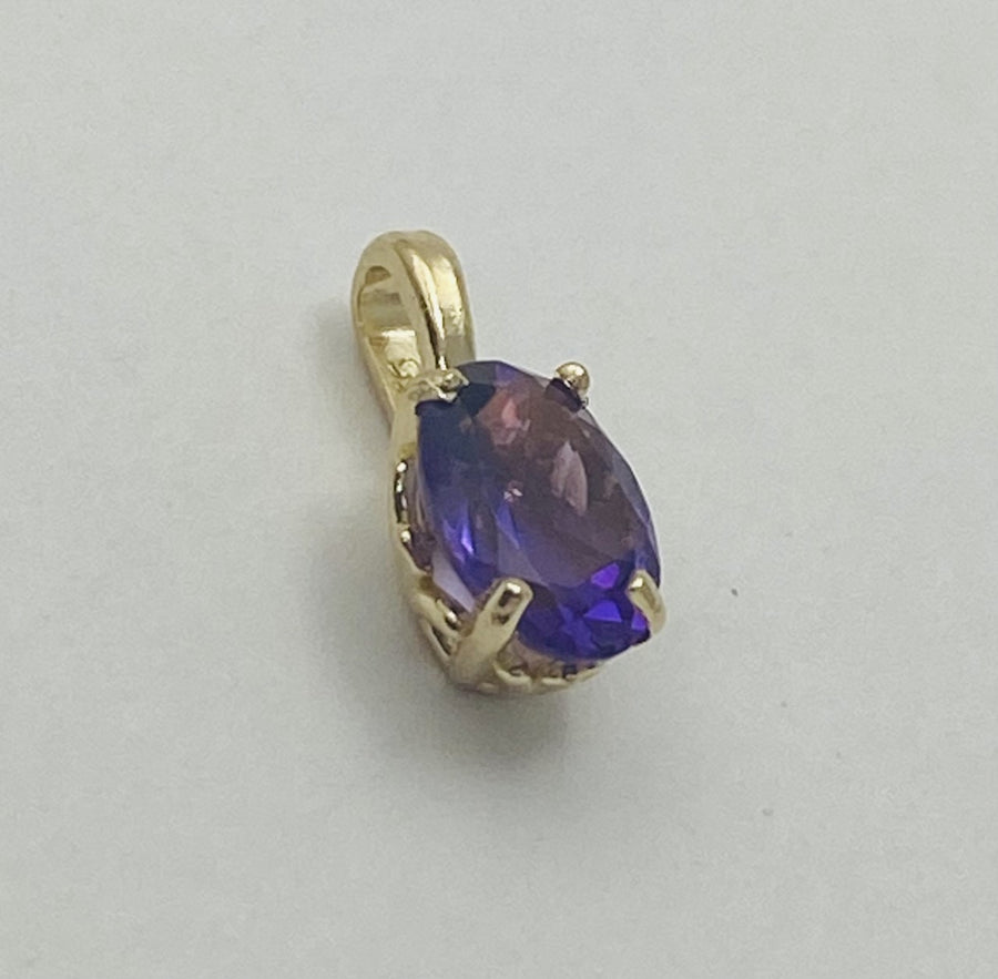 Solid 14kt Gold .75ct Amethyst Pendant Necklace