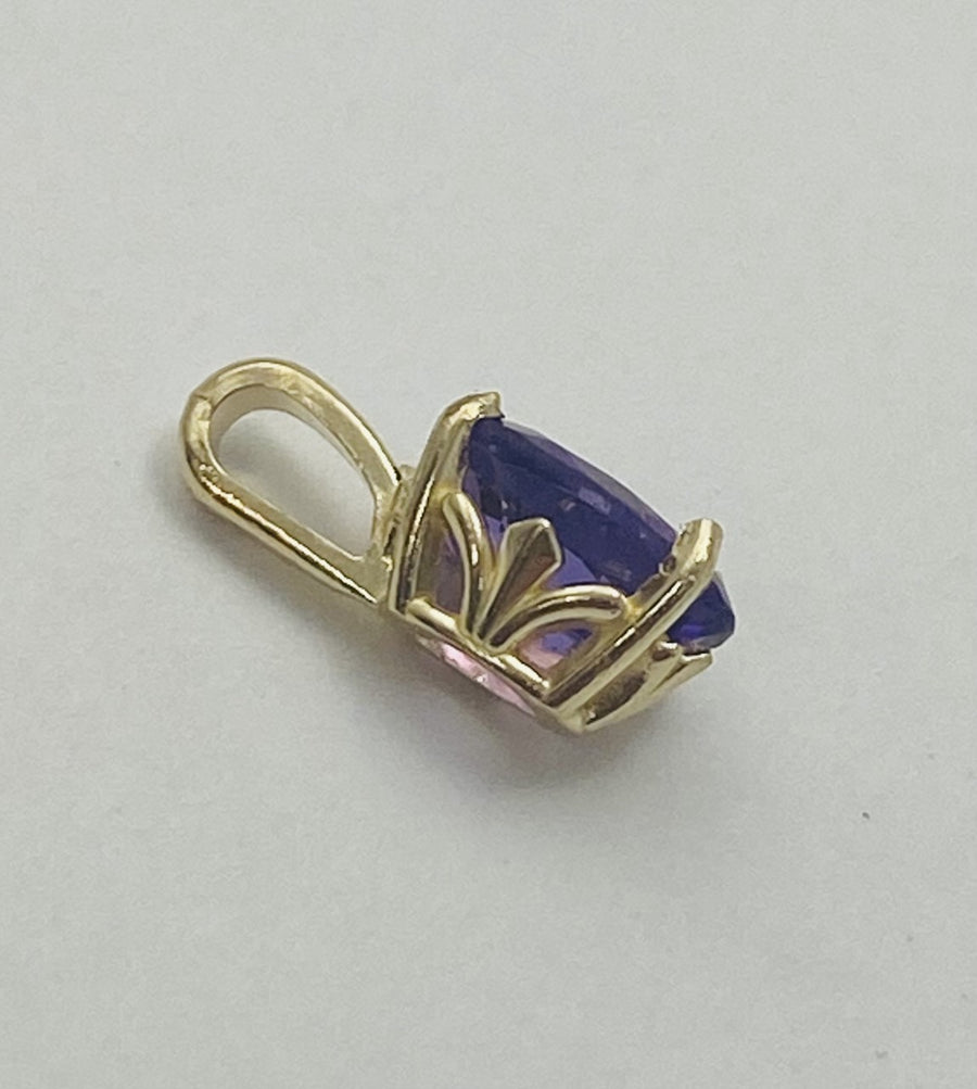 Solid 14kt Gold .75ct Amethyst Pendant Necklace