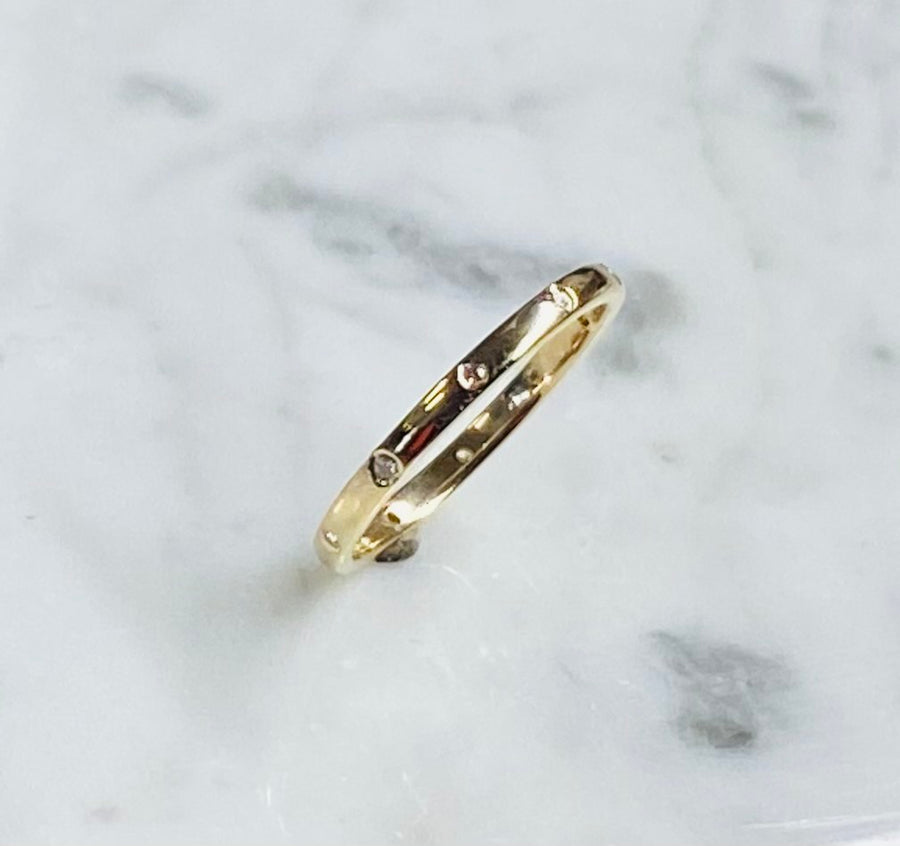 Solid 14kt Gold Handmade .04ctw Diamond Eternity Band