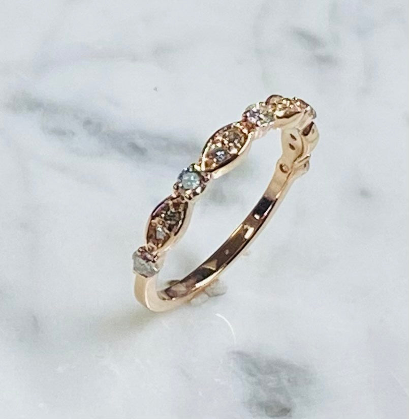 Solid 14kt Gold Handmade .37ctw Round Diamond Half Eternity Band