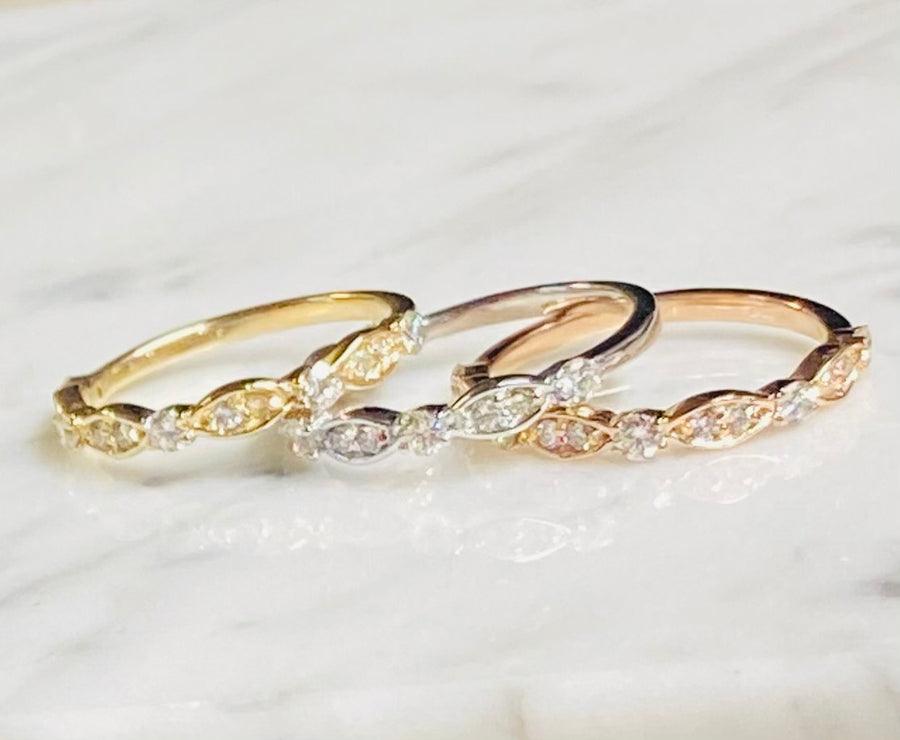 Solid 14kt Gold Handmade .37ctw Round Diamond Half Eternity Band