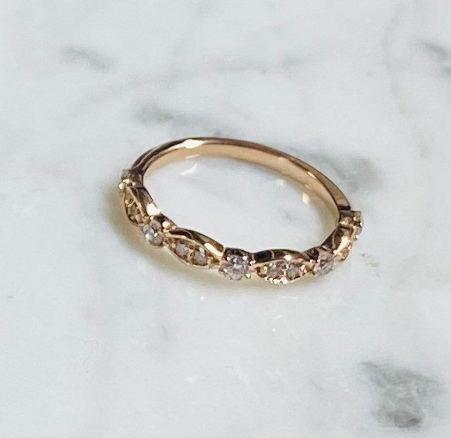 Solid 14kt Gold Handmade .37ctw Round Diamond Half Eternity Band