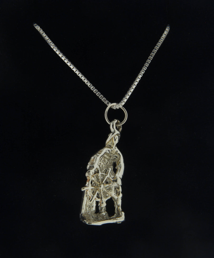 Sterling Silver, "Man at the Wheel" Charm and 18" Chain