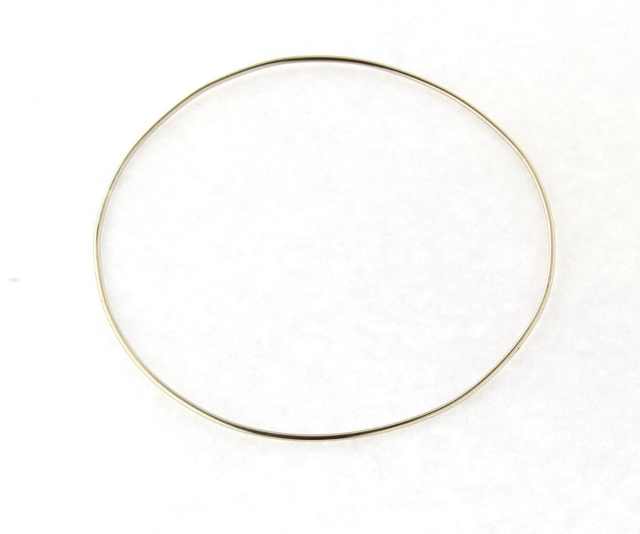 Solid 14kt White Gold 1.3mm Handmade Bangle, Made to Order