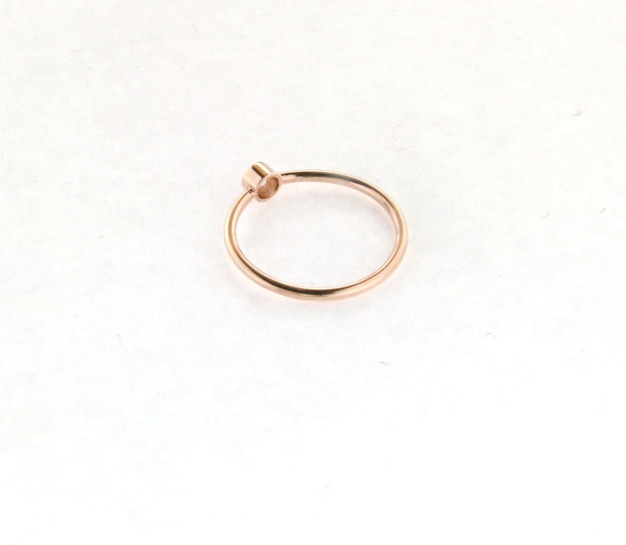 Solid 14k Rose Gold .10ct Diamond Minimalist Dainty Bezel Set Ring